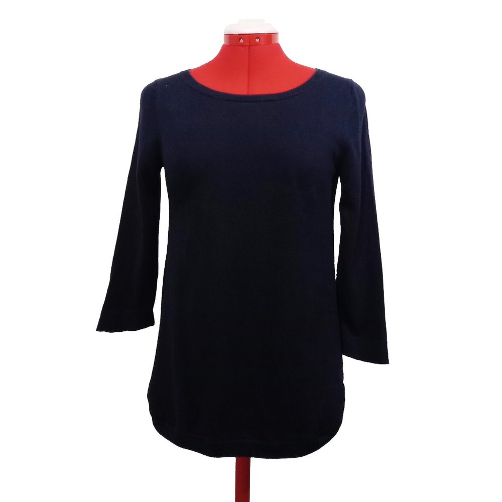 The Limited Navy Stretchy Knit 3/4 Sleeve Scoop Neck Sweater Size US XS